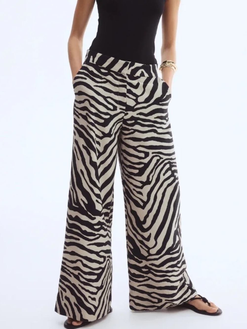 NWT H&M Wide Leg Zebra Print Pants - size 8